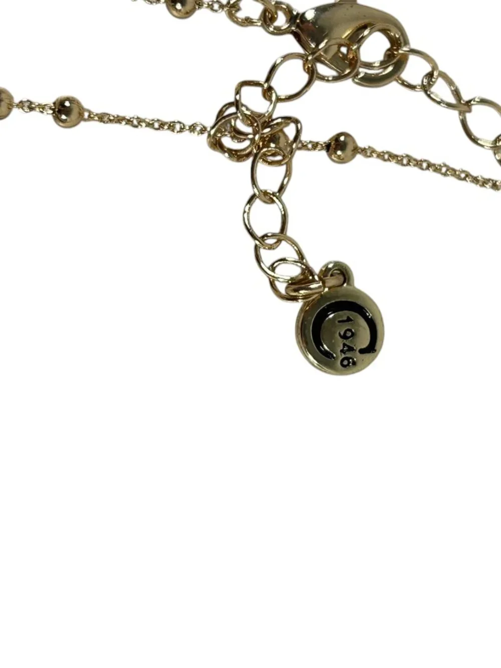 1946 Statement Pendant Necklace Gold Tone Leopard Print Fan Tassel Long Chain